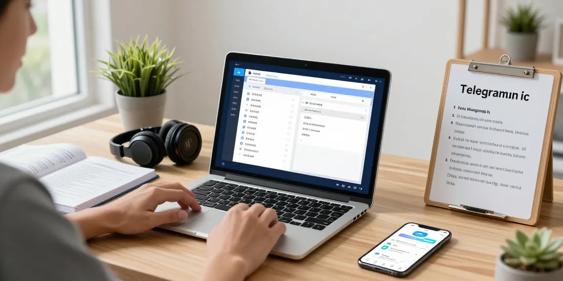 Customize Telegram Chinese Version interface in a modern tech workspace.