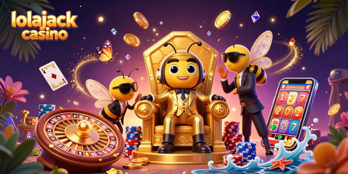 Experience the thrill of lolajack casino with animated characters, golden coins, and vibrant game elements.