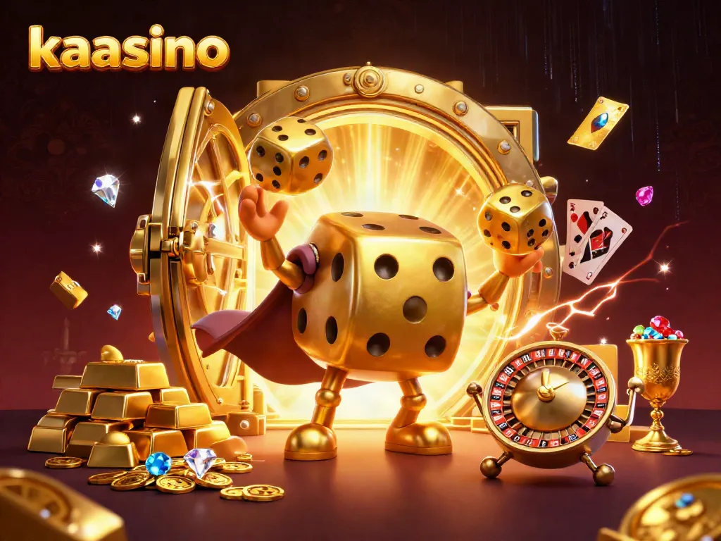 Engage with kaasino’s thrilling gaming experience through a vibrant 3D casino illustration showcasing exciting elements.