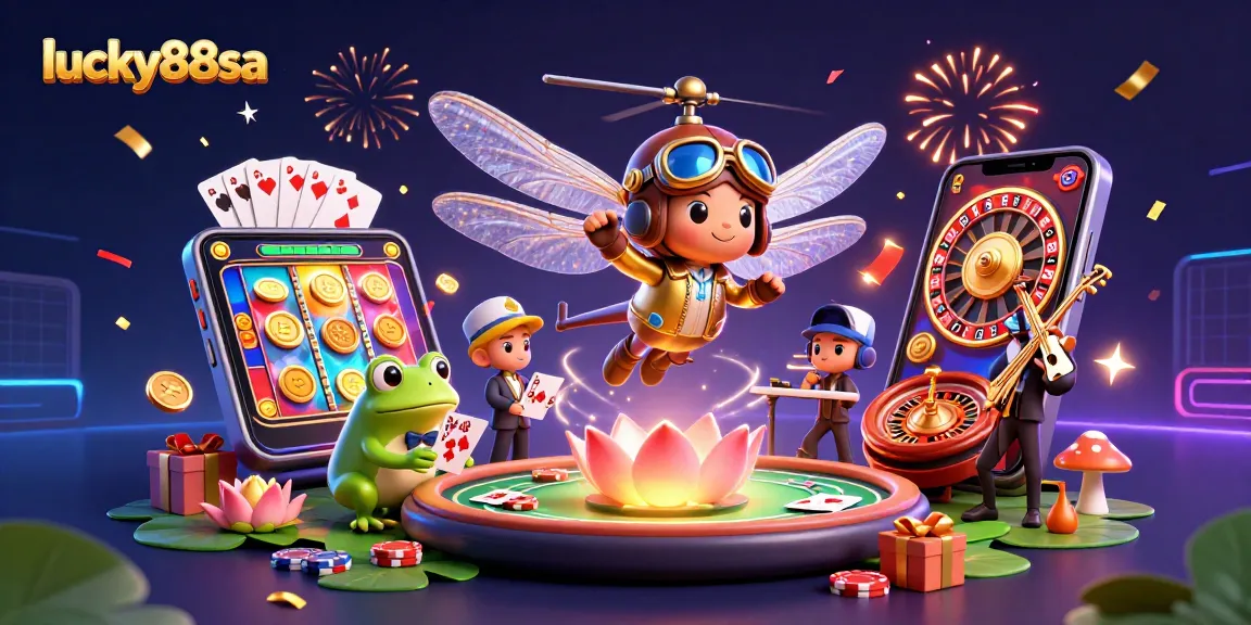 Cruise with lucky88sa and win big at the vibrant lily pad casino with a charming frog croupier!