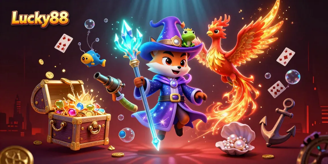 Experience thrilling rewards at Lucky88 with dynamic 3D cartoon characters and vivid casino elements.
